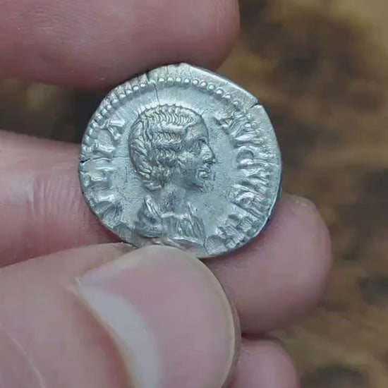 Julia Dommna Silver Denarius with Pietas reverse, Ancient roman coin