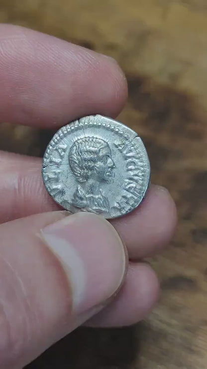 Julia Dommna Silver Denarius with Pietas reverse, Ancient roman coin