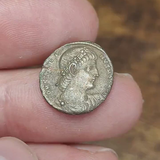 Constantine the great Roman coin with soldiers reverse, 4th century ancient nummus AE4