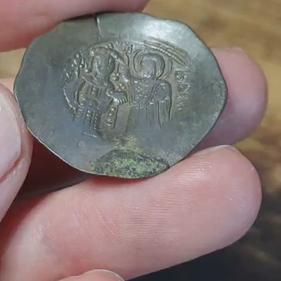 Ancient Byzantine Trachy coins, Authentic billon cup coin