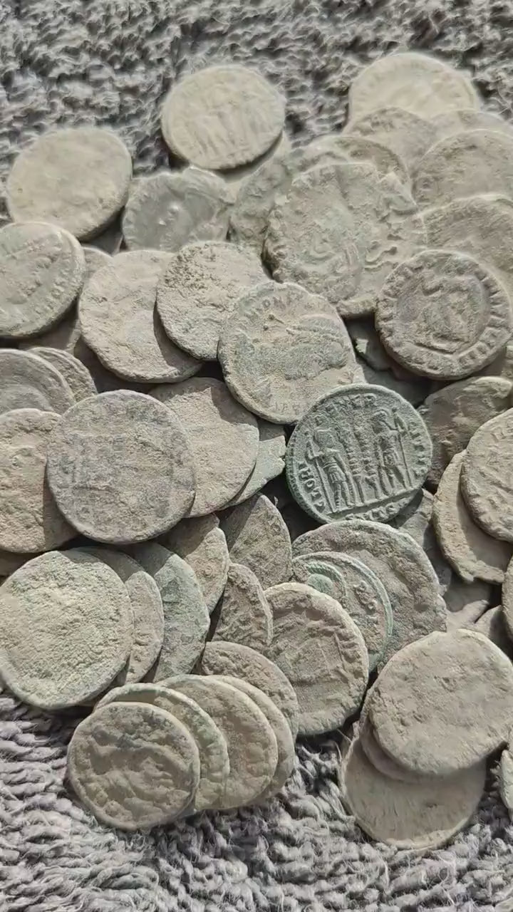 Top grade uncleaned Roman coins, ancient Nummus for restoration