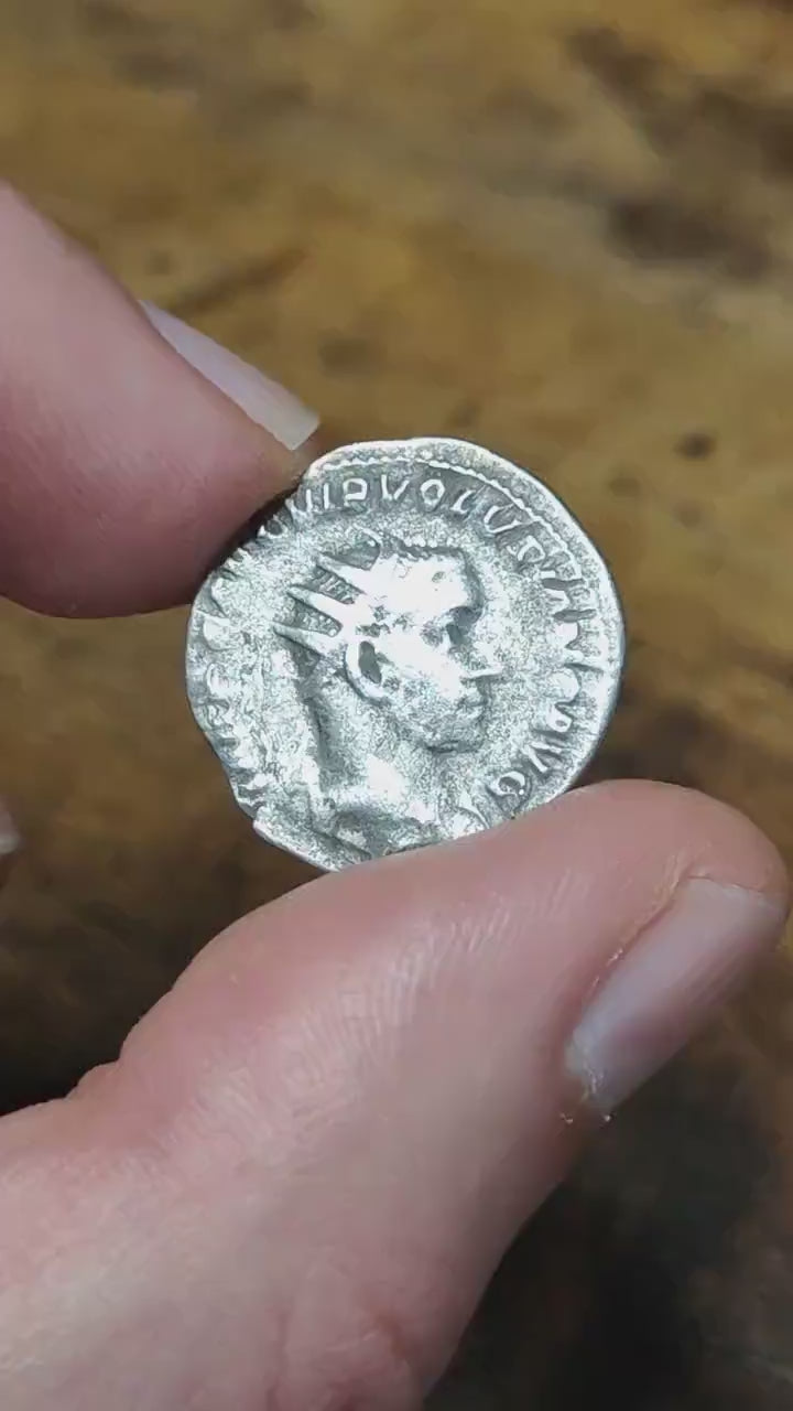 Volusian Roman Antoninianus, Pietas reverse, ancient double denarius coin