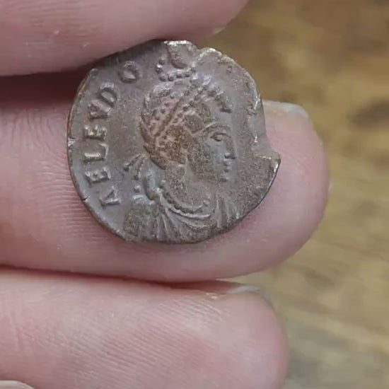 Eudoxia Roman coin with victory reverse, high grade ancient Nummus