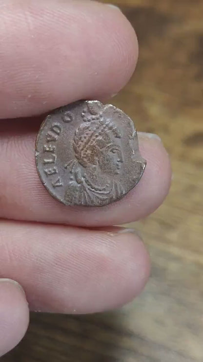 Eudoxia Roman coin with victory reverse, high grade ancient Nummus