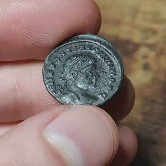 London mint Constantine II coin, high grade ancient roman Nummus with votive reverse