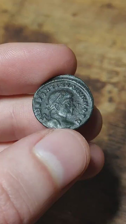 London mint Constantine II coin, high grade ancient roman Nummus with votive reverse