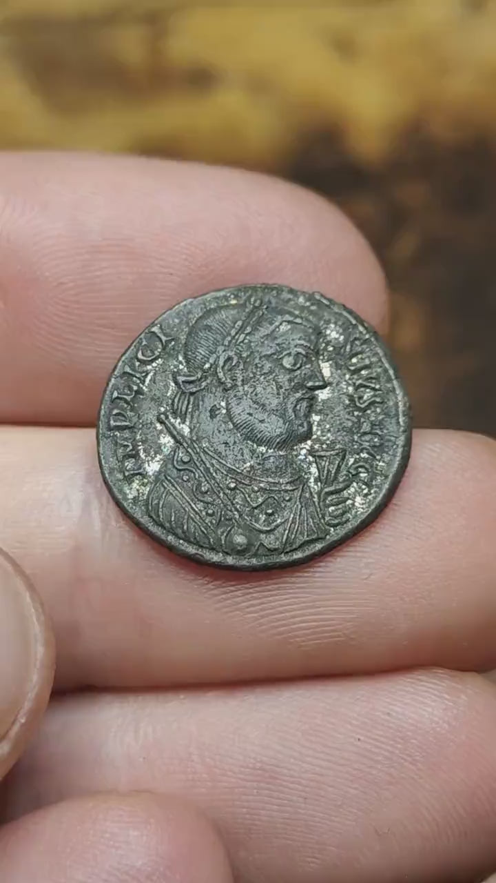 Licinius Roman coin, high grade ancient Nummus with camp gate reverse