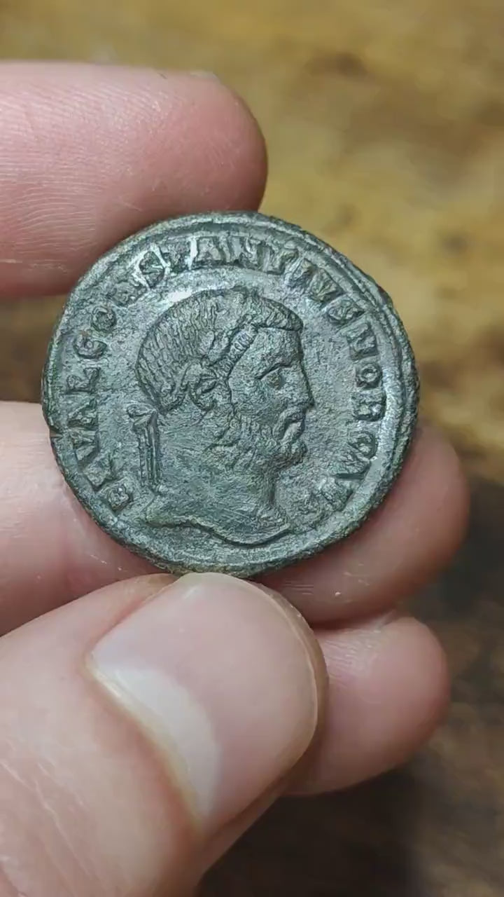 Constantius I  Roman coin with god Genius reverse, 3rd century ancient follis AE1