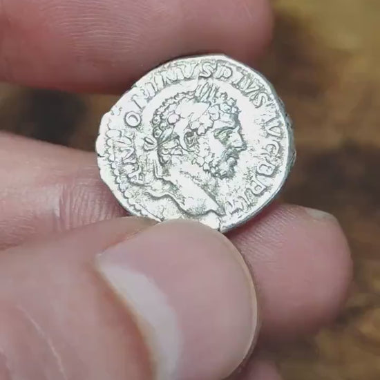 Caracalla Silver Denarius with Moneta reverse, Ancient roman coin