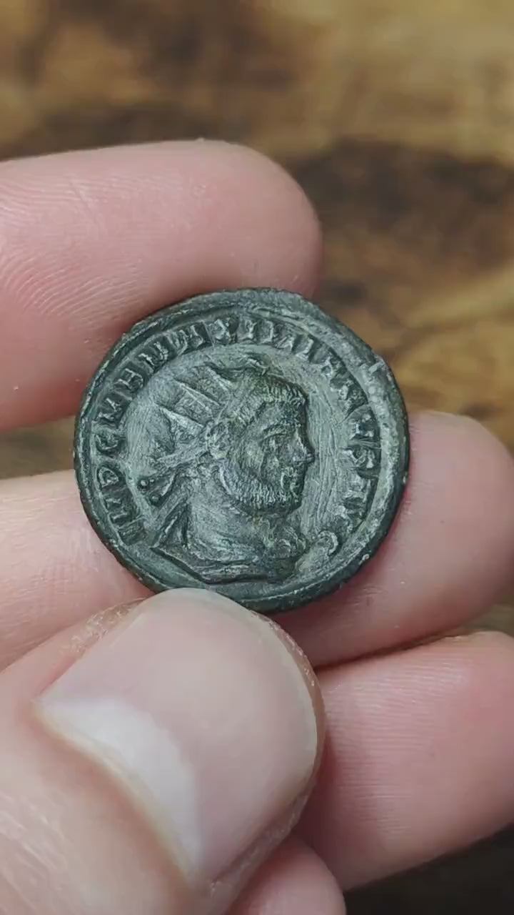 Maximian Roman coin, ancient Antoninianus with god Jupiter reverse