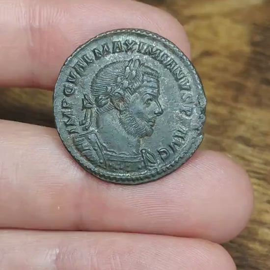 Galerius Maximianus Roman coin, Genius reverse, 305-311AD, high grade ancient Follis
