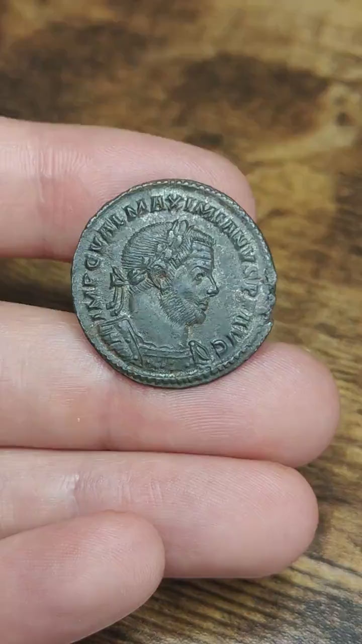 Galerius Maximianus Roman coin, Genius reverse, 305-311AD, high grade ancient Follis