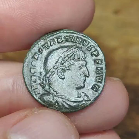 Constantine the great Roman coin with sun god reverse, 4th century ancient nummus AE3