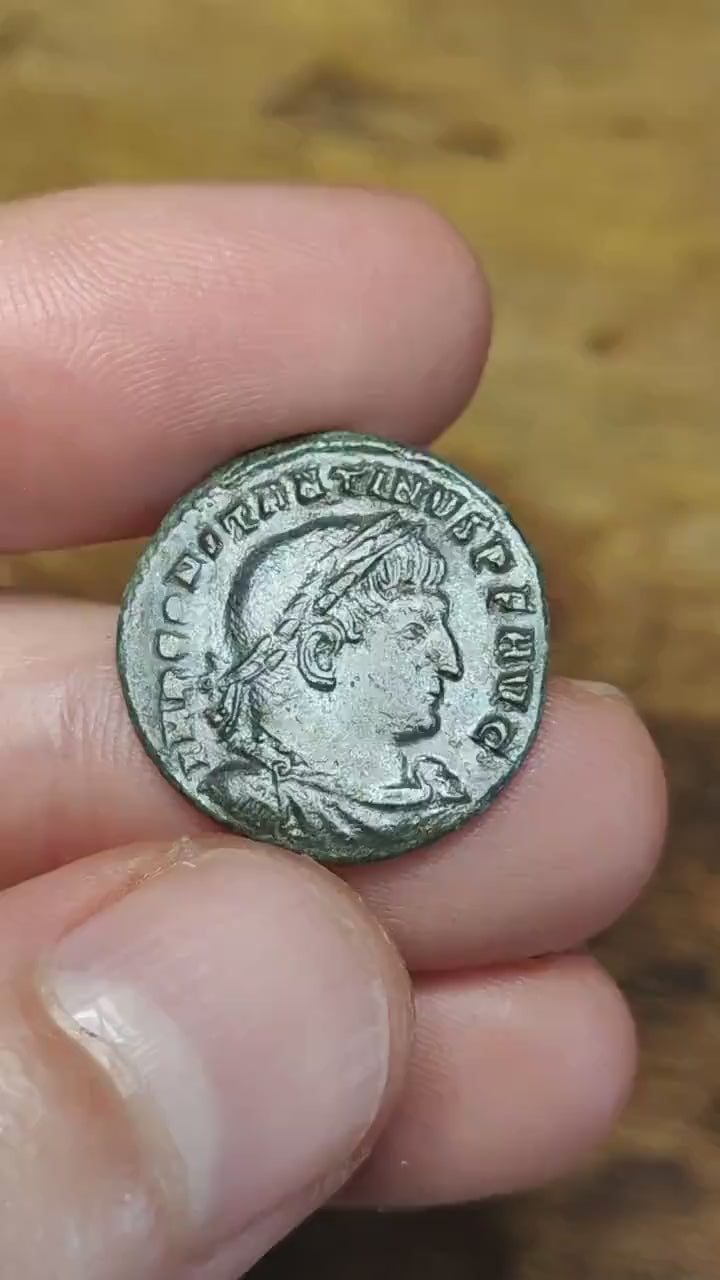 Constantine the great Roman coin with sun god reverse, 4th century ancient nummus AE3