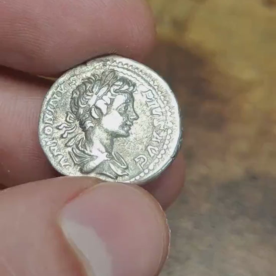 Caracalla Silver Denarius with Trophy reverse, Ancient roman coin