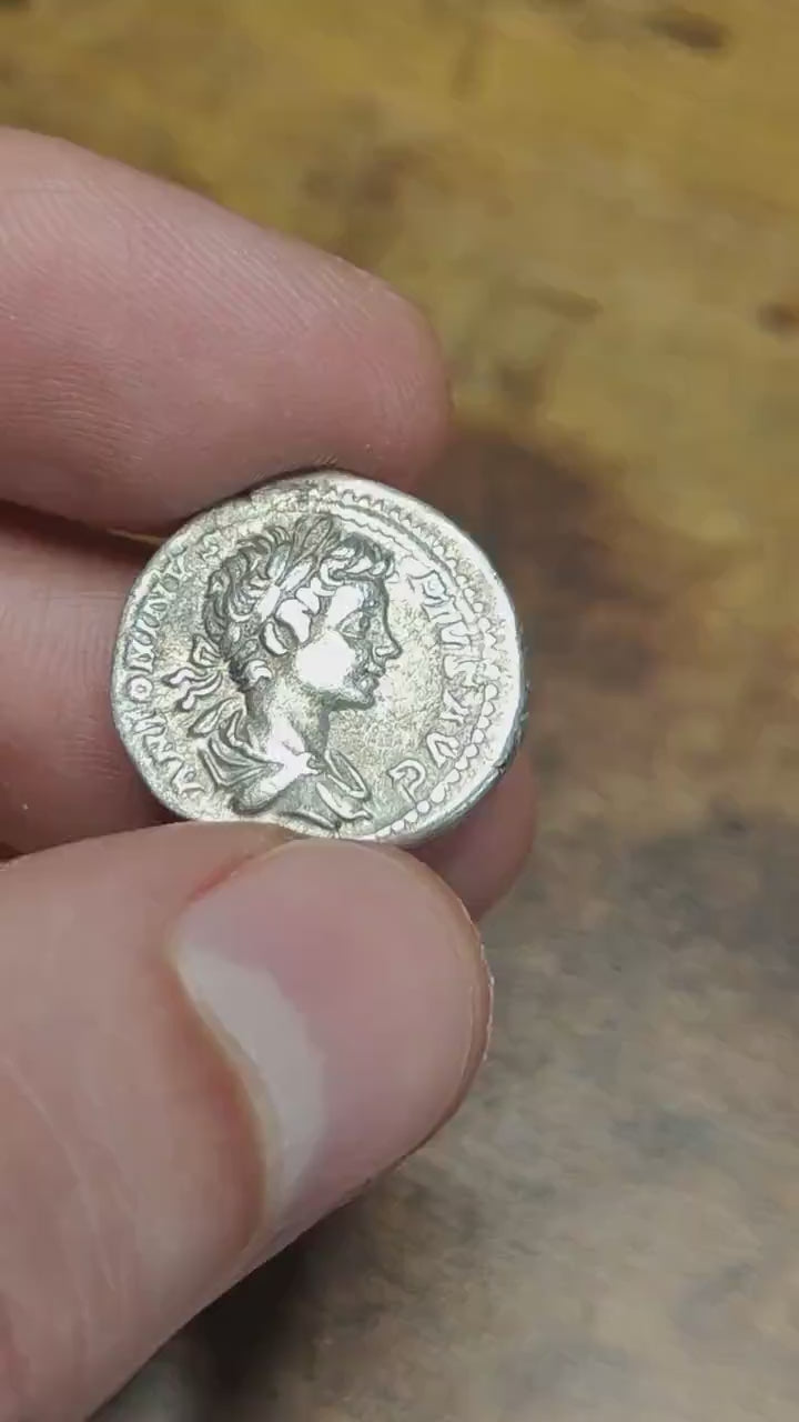Caracalla Silver Denarius with Trophy reverse, Ancient roman coin