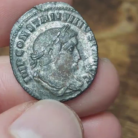 Constantine the great Roman coin with sun god reverse, 4th century ancient nummus AE2