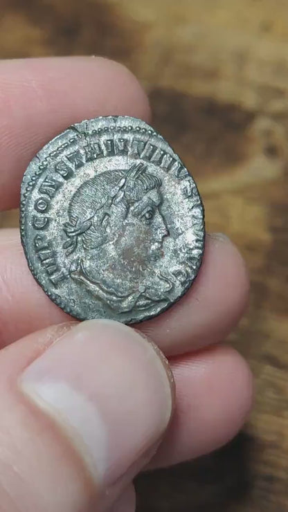 Constantine the great Roman coin with sun god reverse, 4th century ancient nummus AE2