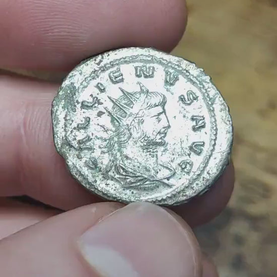 Emperor Gallienus Roman coin, 3rd century ancient Antoninianus, Saturn reverse