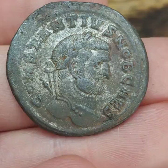 Constantius I  Roman coin with god Genius reverse, 3rd century ancient follis AE1