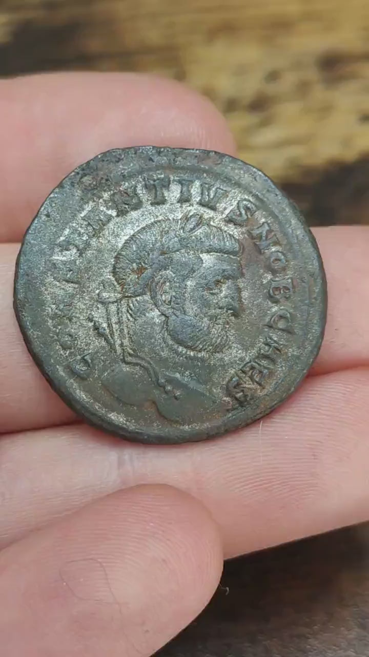 Constantius I  Roman coin with god Genius reverse, 3rd century ancient follis AE1