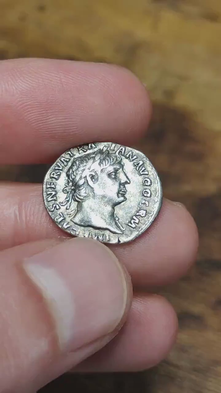Trajan Silver Denarius with Victory reverse, Ancient roman coin
