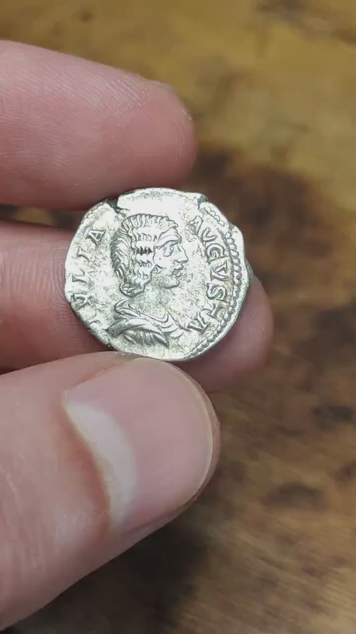 Julia Dommna Silver Denarius with Hilaritas reverse, Ancient roman coin