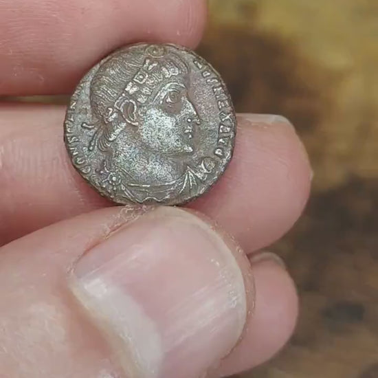 Constantine the great Roman coin with soldiers reverse, 4th century ancient nummus AE3