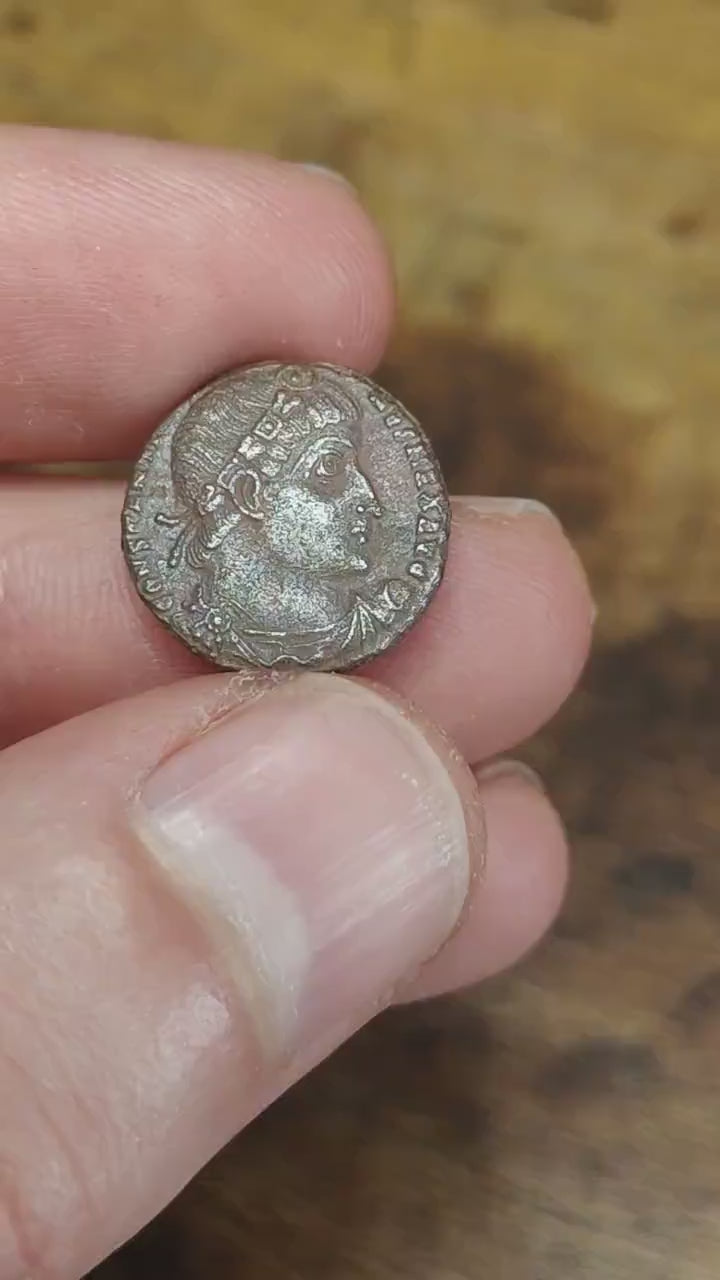 Constantine the great Roman coin with soldiers reverse, 4th century ancient nummus AE3