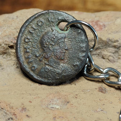 Roman coin key chain, ancient coin keyring, fob for keys - VPUKcoins
