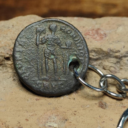 Roman coin key chain, ancient coin keyring, fob for keys - VPUKcoins