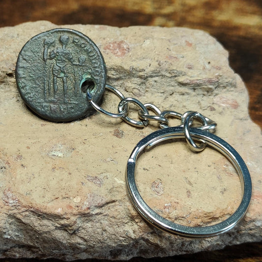 Roman coin key chain, ancient coin keyring, fob for keys - VPUKcoins