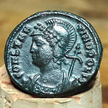 Roman commemorative coin with constantinopolis reverse, ancient Nummus - VPUKcoins