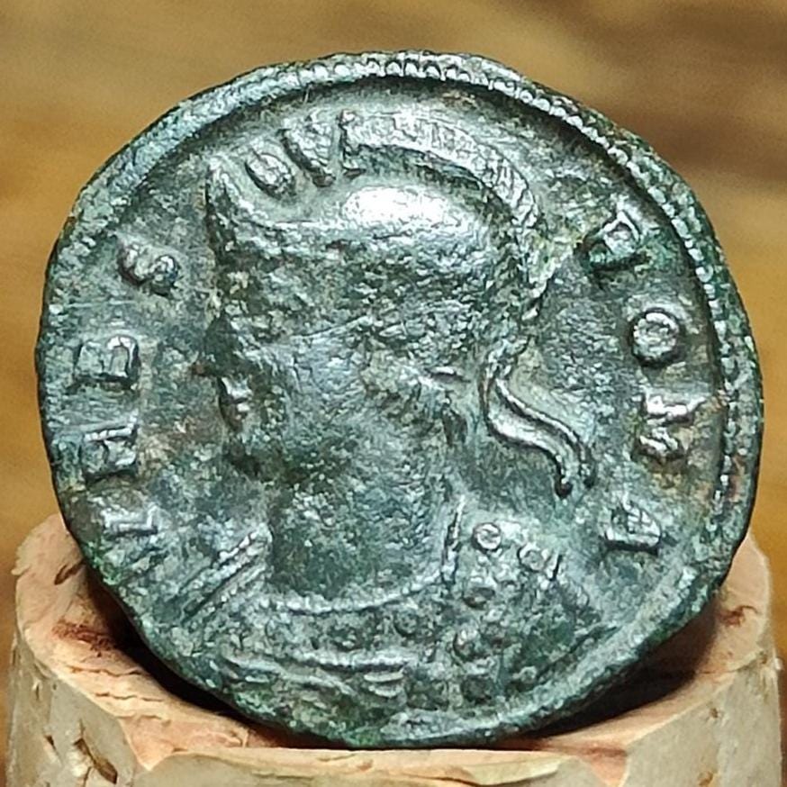 Roman commemorative coin with She Wolf reverse, ancient Nummus - VPUKcoins