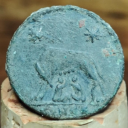 Roman commemorative coin with She Wolf reverse, ancient Nummus - VPUKcoins