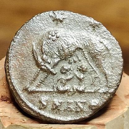 Roman commemorative coin with She Wolf reverse, ancient Nummus - VPUKcoins