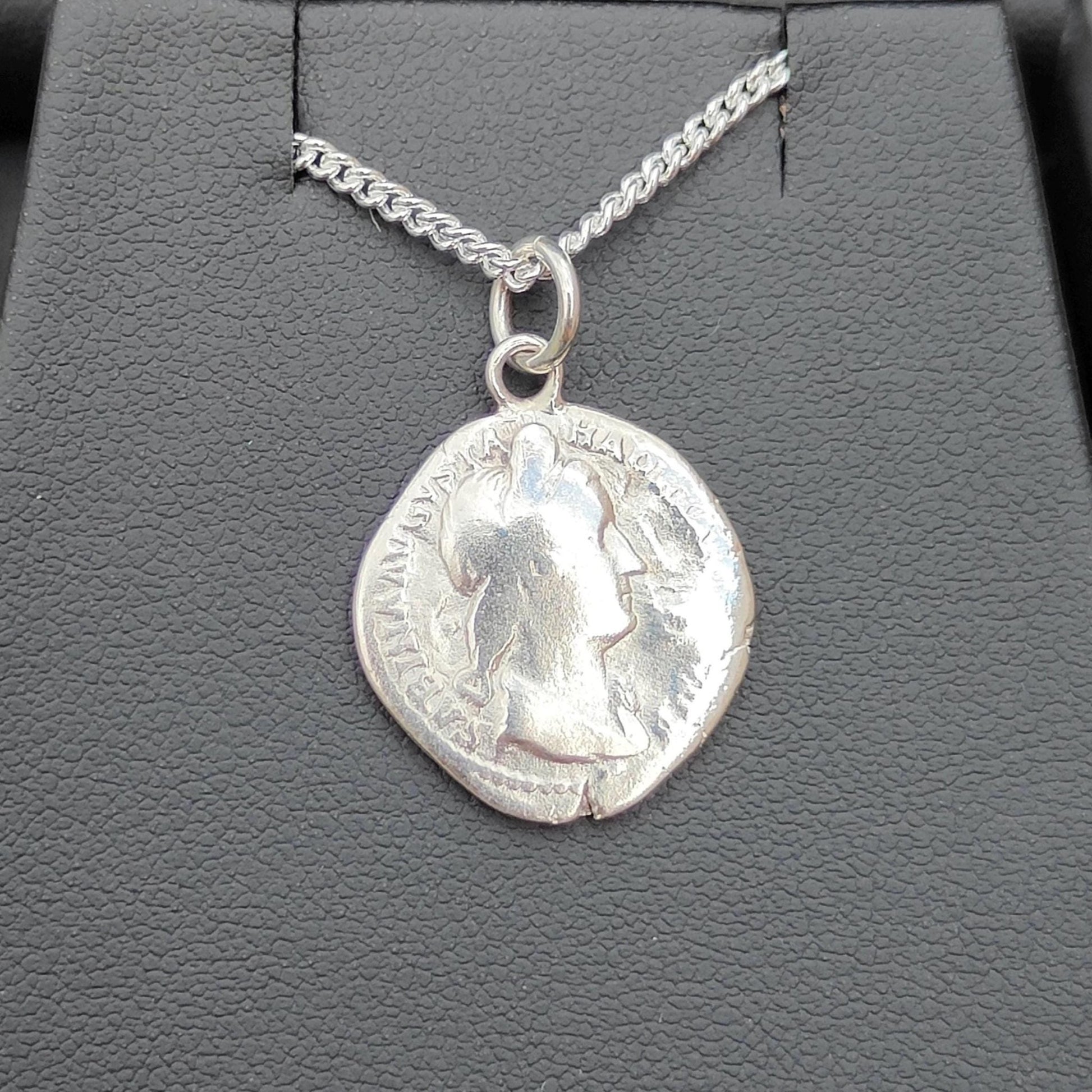 Sabina Silver Denarius pendant and chain, ancient necklace - VPUKcoins