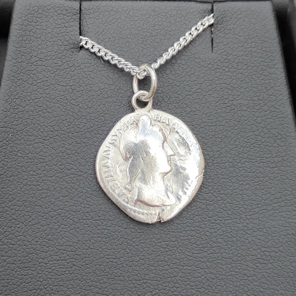 Sabina Silver Denarius pendant and chain, ancient necklace - VPUKcoins