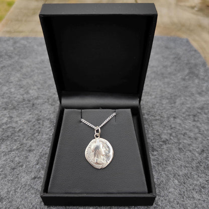 Sabina Silver Denarius pendant and chain, ancient necklace - VPUKcoins