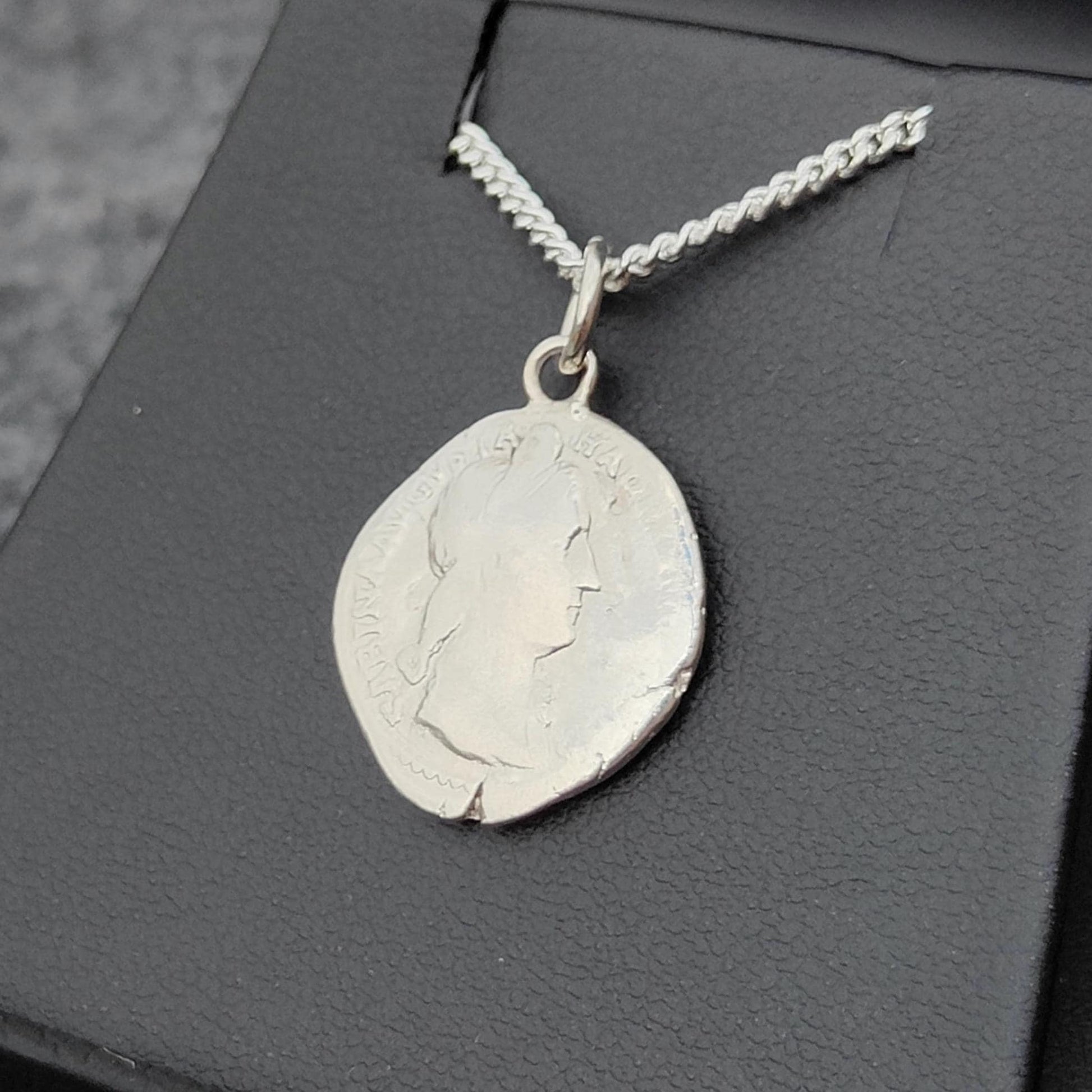 Sabina Silver Denarius pendant and chain, ancient necklace - VPUKcoins