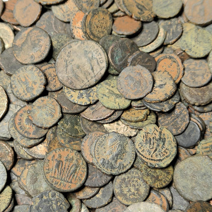 Set of 3 Roman coins, 4th century uncleaned ancient nummus - VPUKcoins