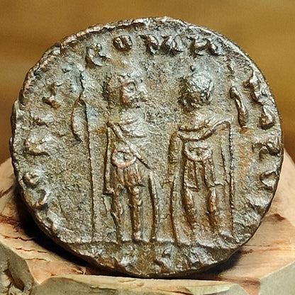 Theodosius II Roman coin with two emperors reverse, ancient nummus AE4 - VPUKcoins