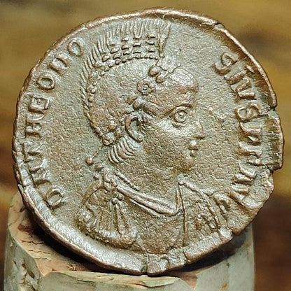 Theodosius Roman Maiorina coin with galley reverse, 375 - 395AD, AE2 - VPUKcoins