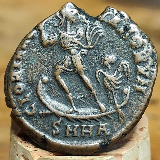 Theodosius Roman Maiorina coin with galley reverse, 375-395AD, AE2 - VPUKcoins