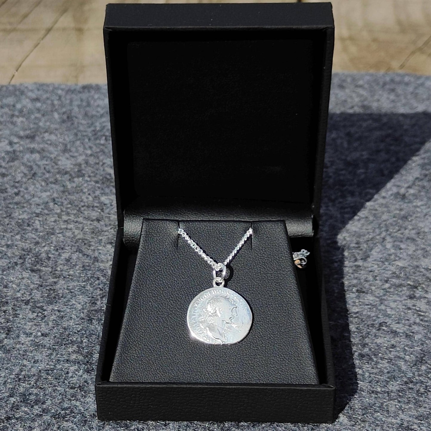 Trajan Silver Denarius pendant and chain, ancient necklace - VPUKcoins