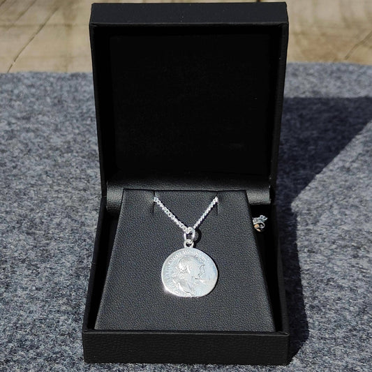 Trajan Silver Denarius pendant and chain, ancient necklace - VPUKcoins