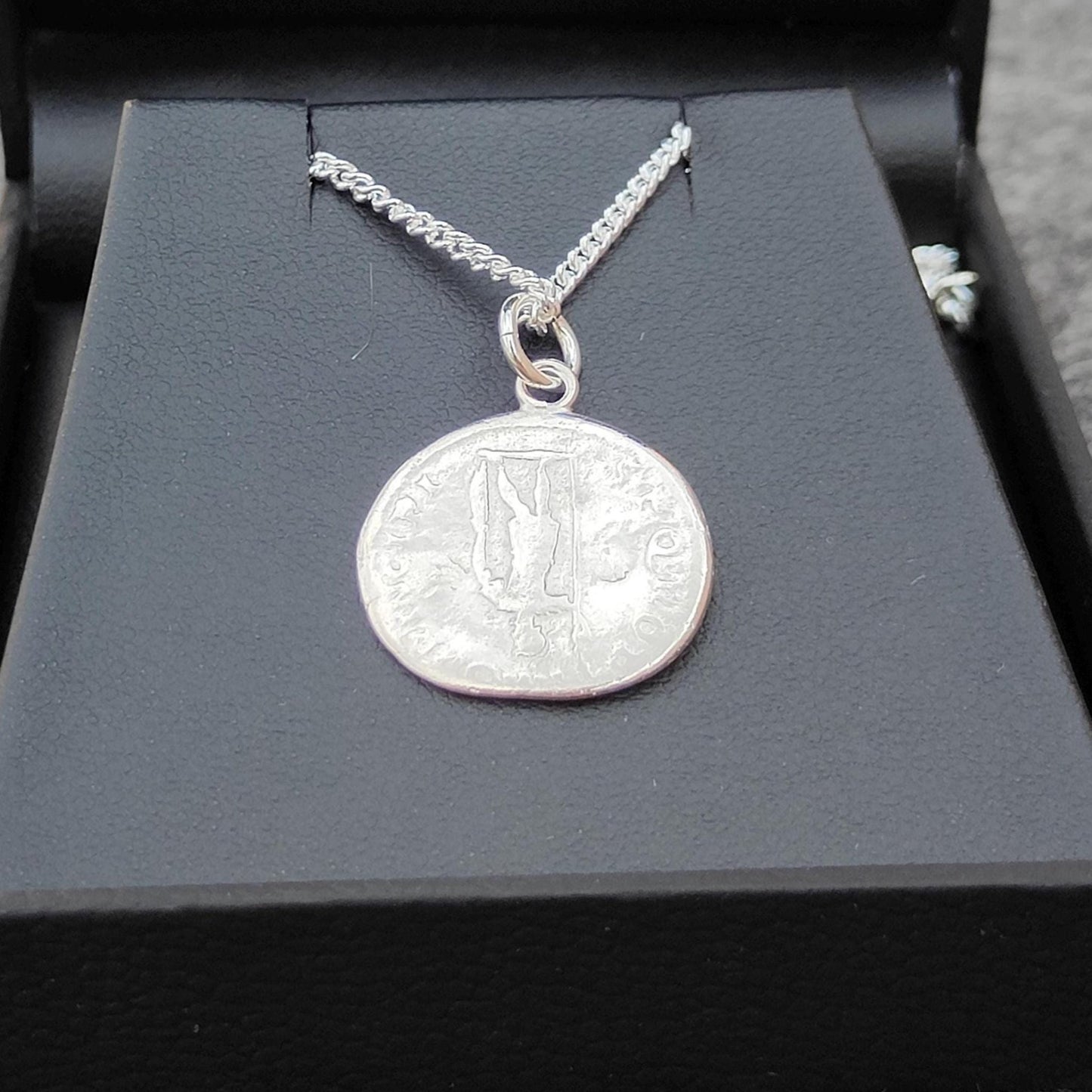 Trajan Silver Denarius pendant and chain, ancient necklace - VPUKcoins