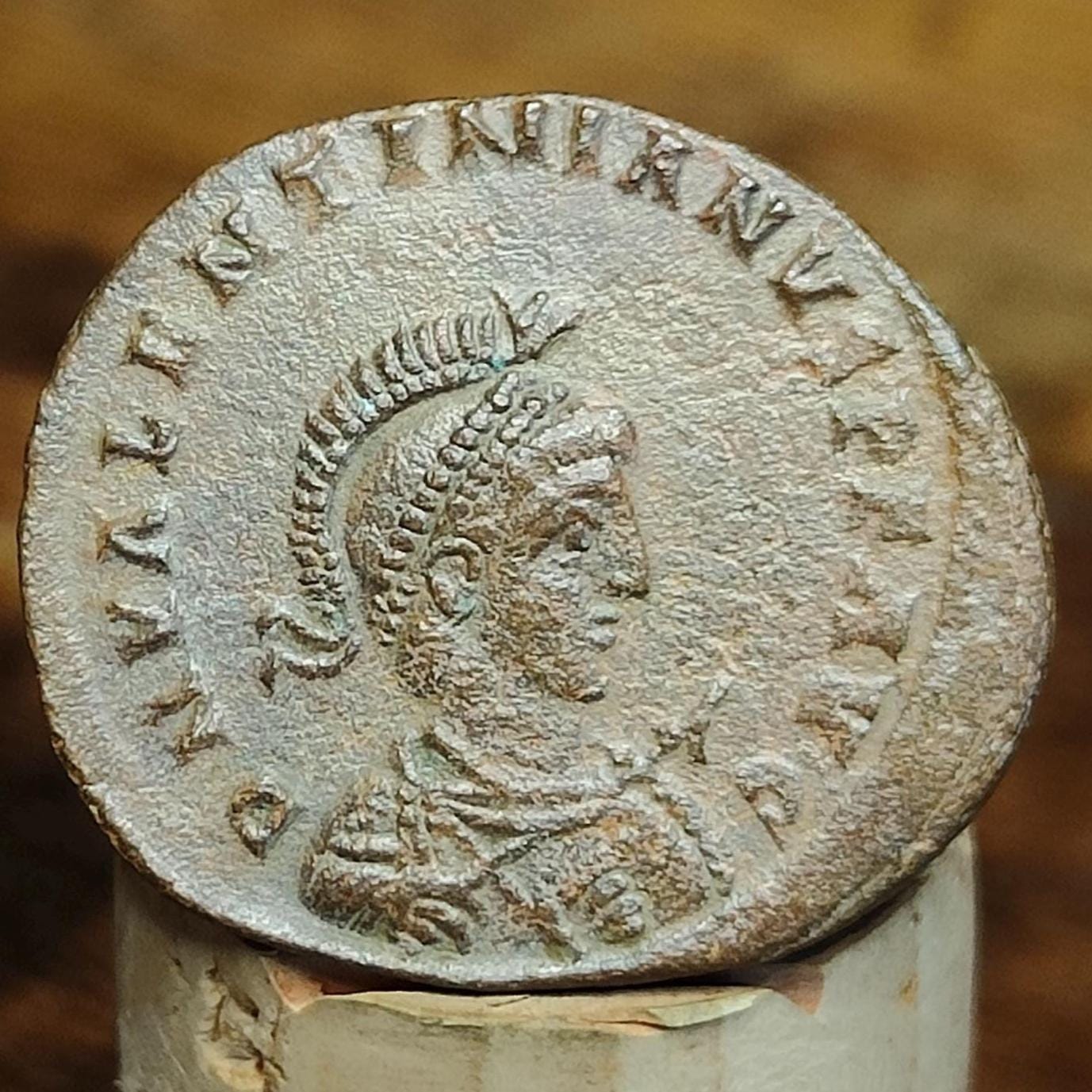 Valentinian II, Galley reverse coin, ancient Roman Maiorina, 375 - 392AD - VPUKcoins