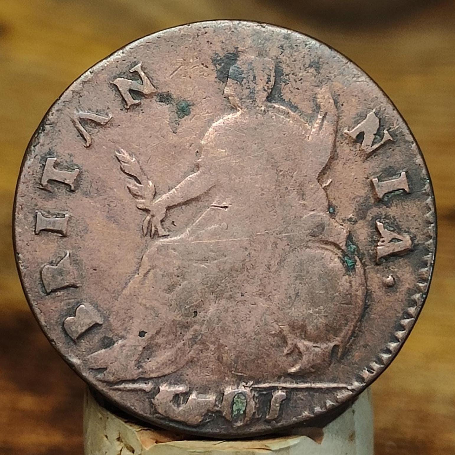 William III half Penny, late 1600s - Georgian/ US colonial coin - VPUKcoins