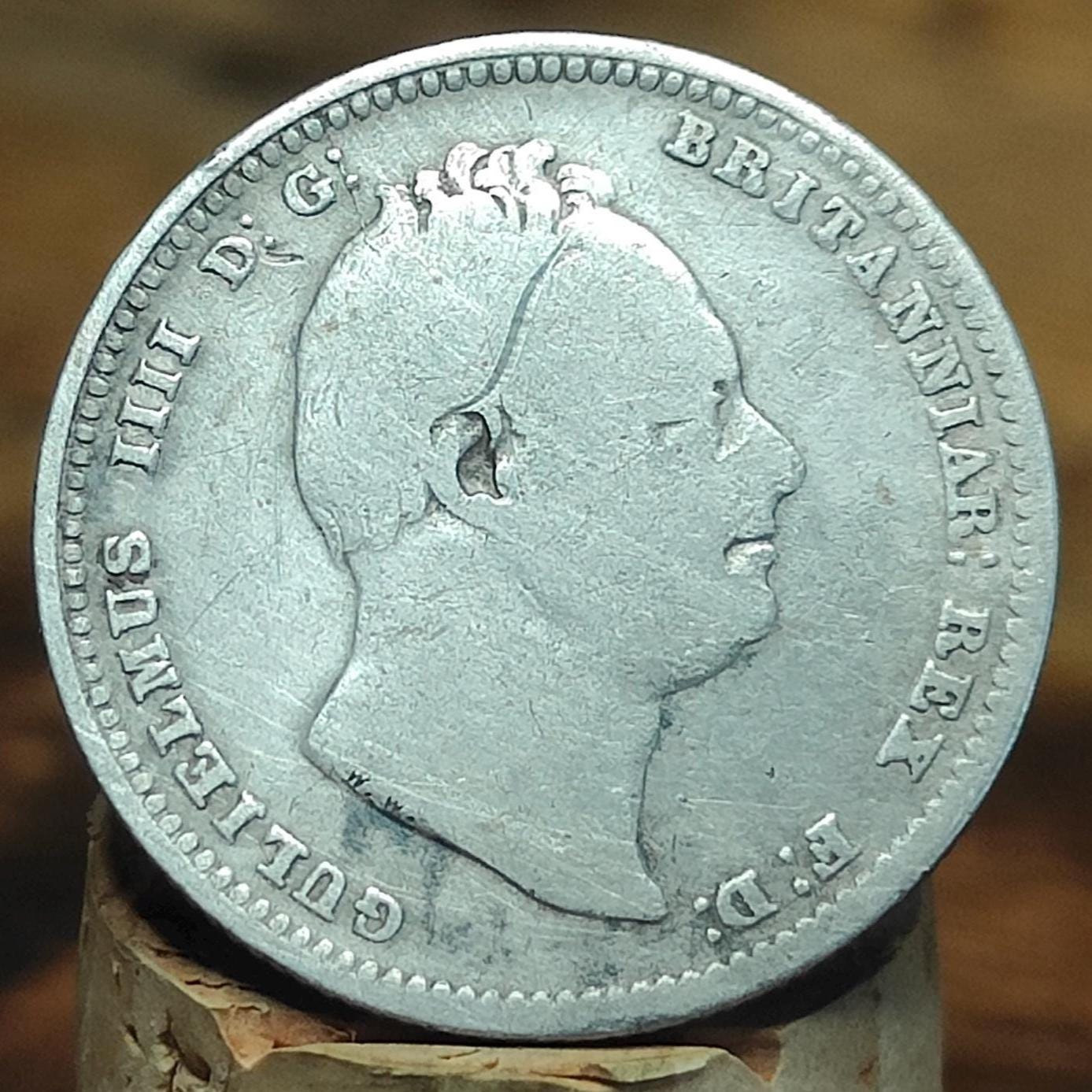 William IV silver shilling dated 1837, early milled silver coin - VPUKcoins